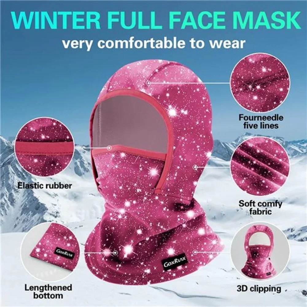 Kids Balaclava Ski Mask, Fleece Face Mask Neck Warmer for Boys Girls
